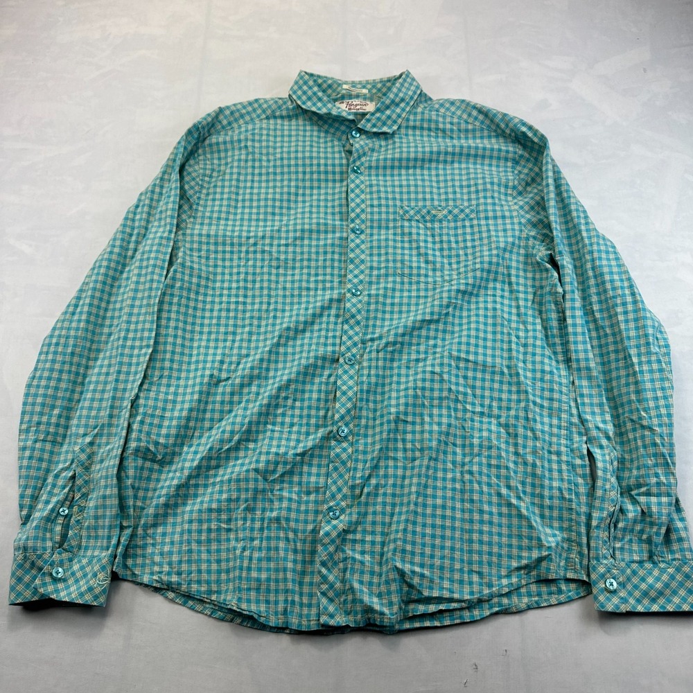 Original Penguin Munsingwear Shirt Mens XL Teal Plaid Classic Fit Long Sleeve